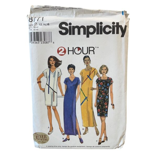 Simplicity 8771 Sewing Pattern Pullover Dress Misses Sizes 12-16 Kimono Sleeve - Picture 1 of 2